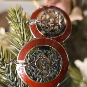 Elegant Berebi Red and Silver Earrings